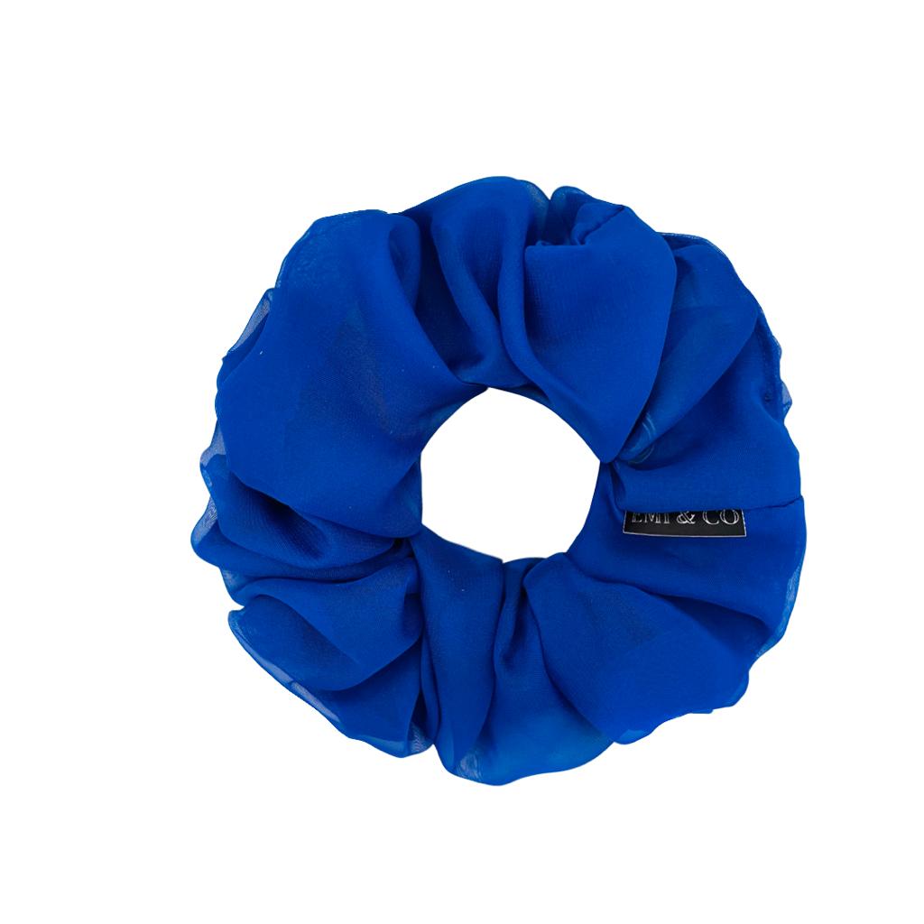 royal blue oversized chiffon scrunchie | EMI & CO | KAYLEE