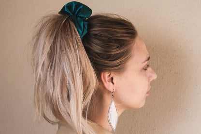 DOVA | EMI & CO | oversized green satin scrunchie