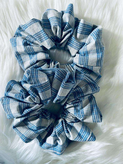 EMI & CO | AMBITIOUS | Two blue check oversized scrunchies