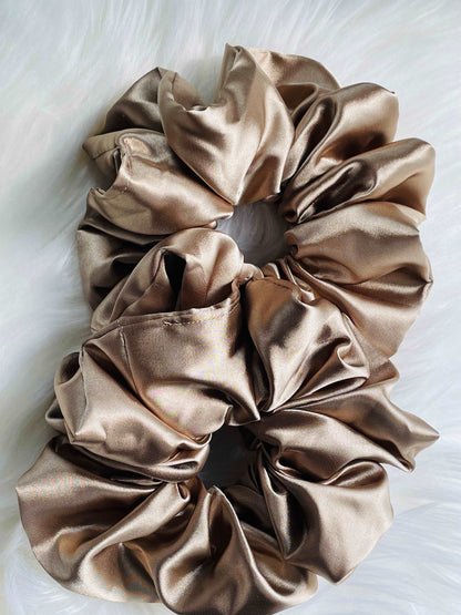 BELLA | EMI & CO | beige oversized satin scrunchies aesthetic 