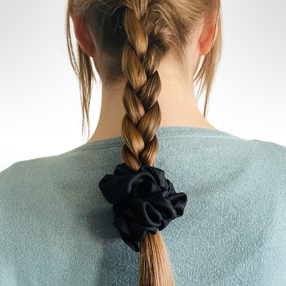 COMPASSIONATE| EMI AND CO | black mini scrunchie in hair