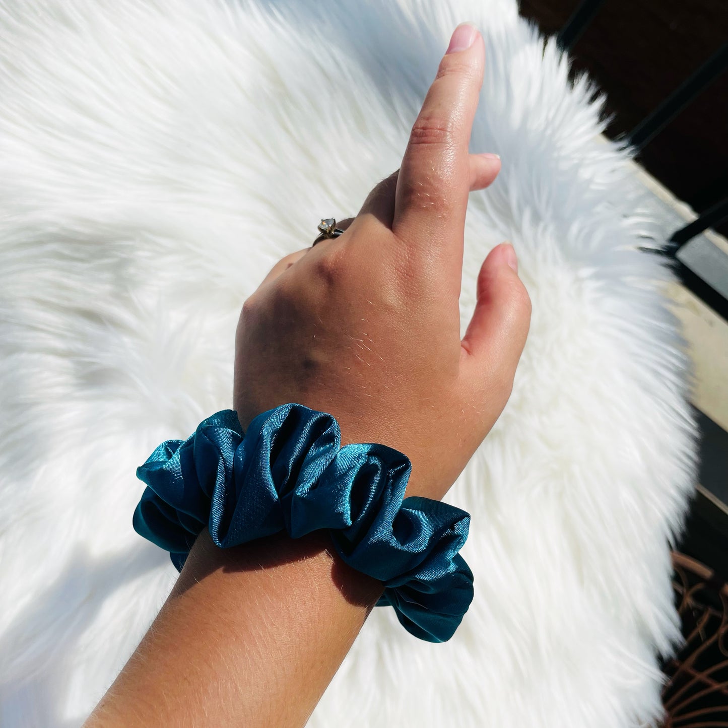 MARLENE MINI| EMI AND CO | mini blue satin scrunchie 