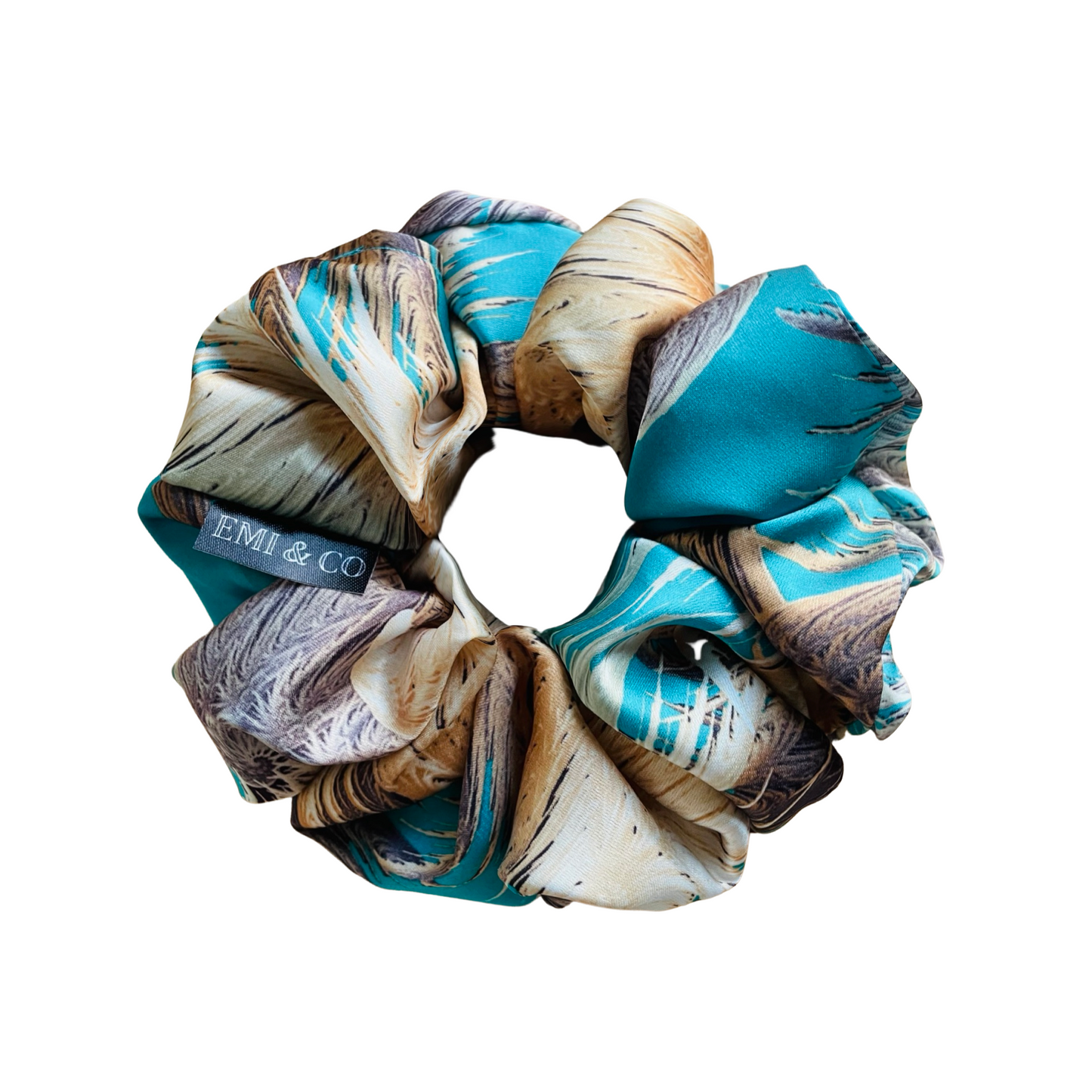 QUEENIE| EMI AND CO | blue and gold satin scrunchie