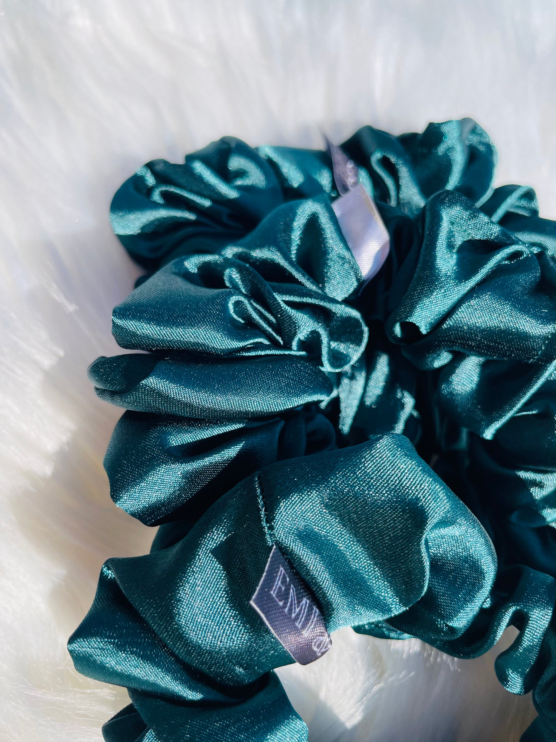 DOVA MINI | EMI AND CO | mini green satin scrunchies 