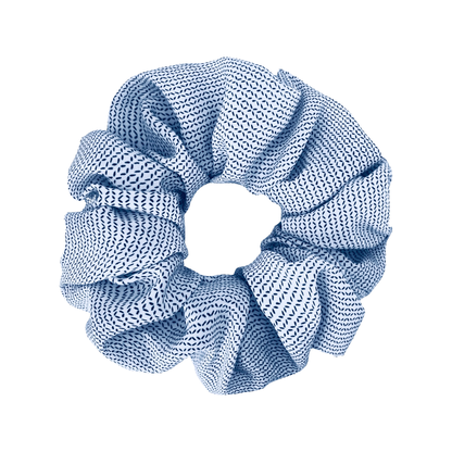 MILA | EMI & CO | patterned white and blue oversize scrunchie