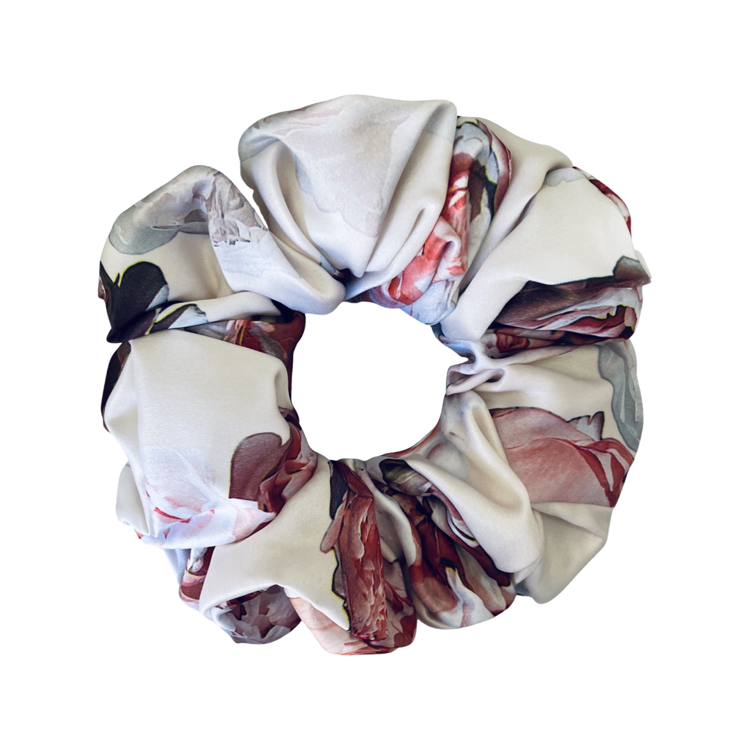 VERA | EMI & CO | oversize pink floral satin scrunchie