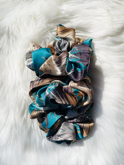 QUEENIE| EMI AND CO | blue and gold satin scrunchies